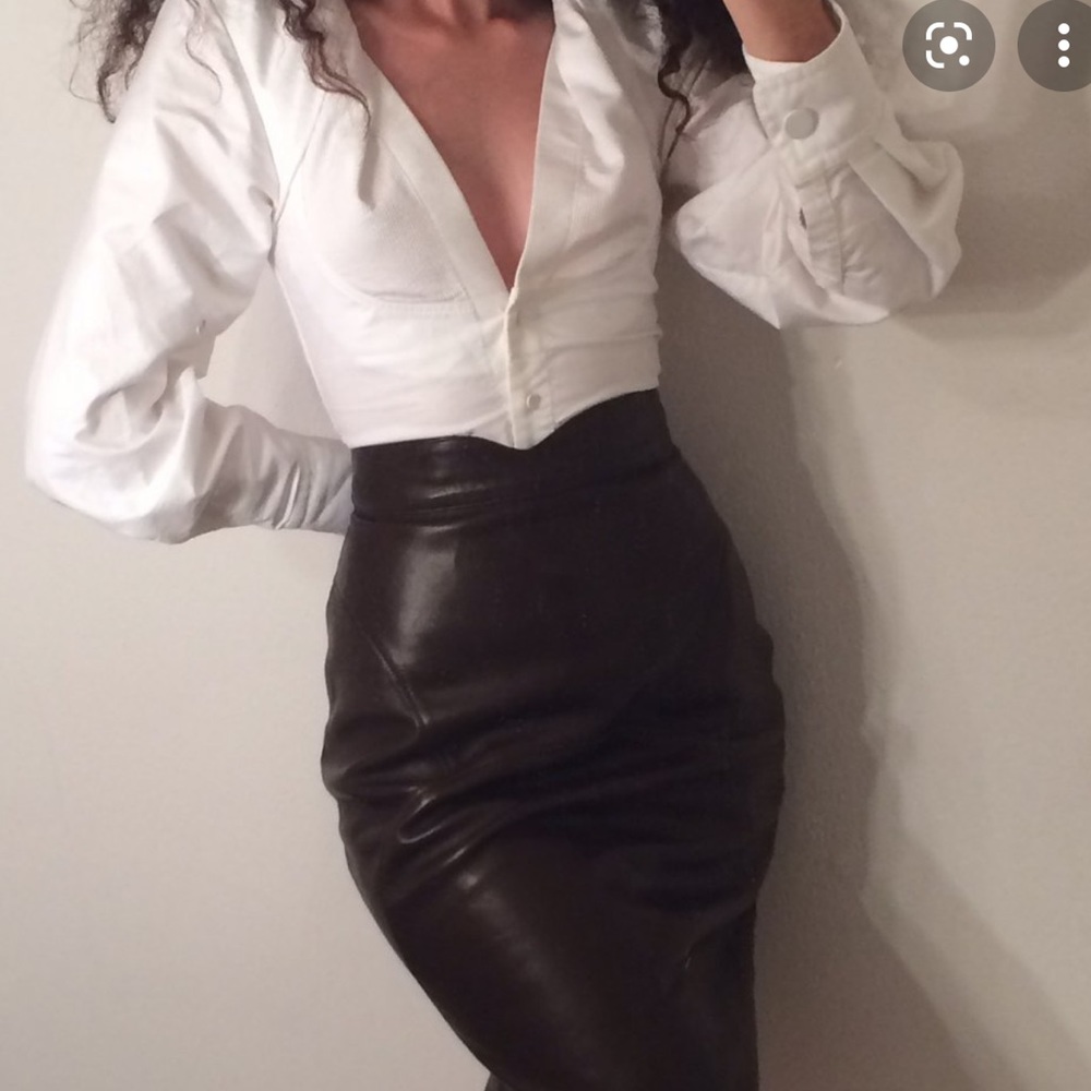 Jitrois leather fitted vintage brown skirt
